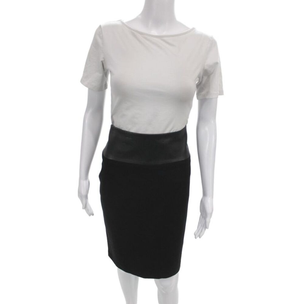 Calvin Klein Womens Straight Pencil Black Rayon Knee Length Skirt Zip Size 10